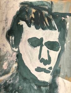 Wojciech Ciesniewski gwasz No3 Autoportret zielony